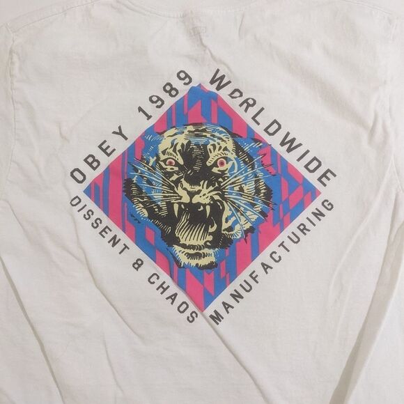 Obey & Dissent Tiger T-shirt White Size Medium - Picture 4 of 4